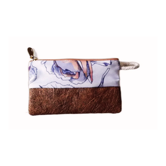 Canvas mix grass Fabric zipper pouch, coin pouch, Travel make up pouch; P10