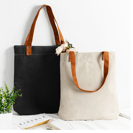 Canvas Tote Bag with leather handle; 189TV/HH;